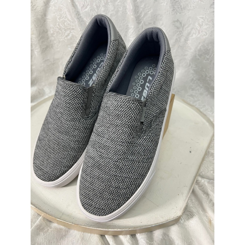 Lugz Clipper Grey White Textile Slip On Sneakers WCLIPRT-031 Womens 10
